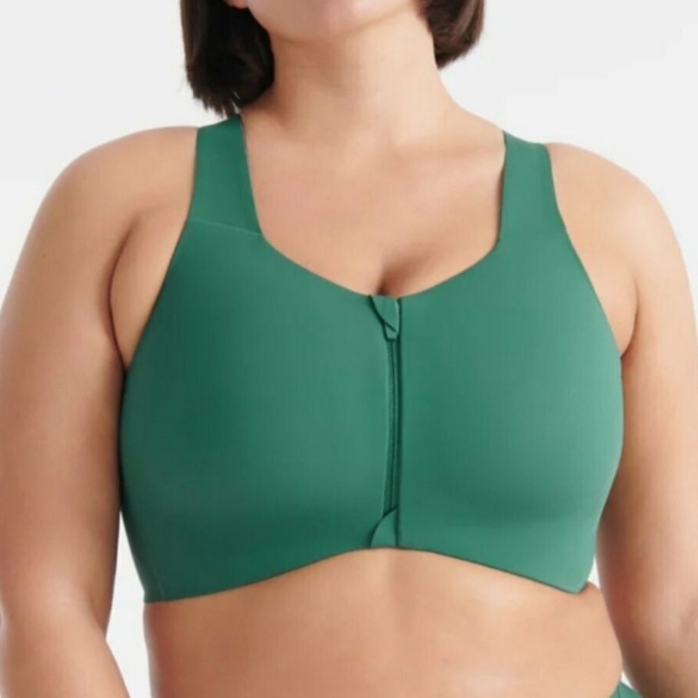 Knix GRN Catalyst Front Zip Sports Bra, 6 32/34 DD) *P1077